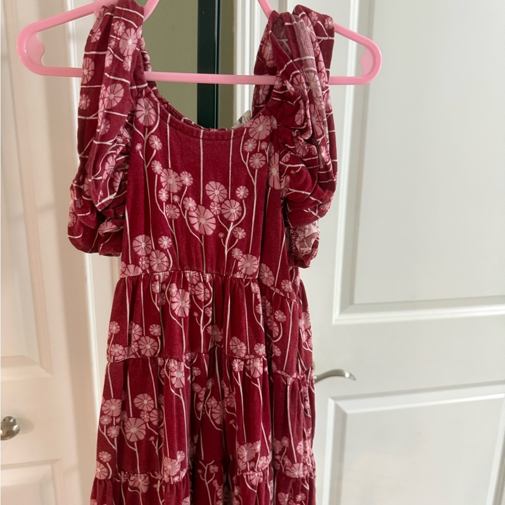 Set of 2: Kate Quinn Angelica dress + pinafore overall in long stem floral